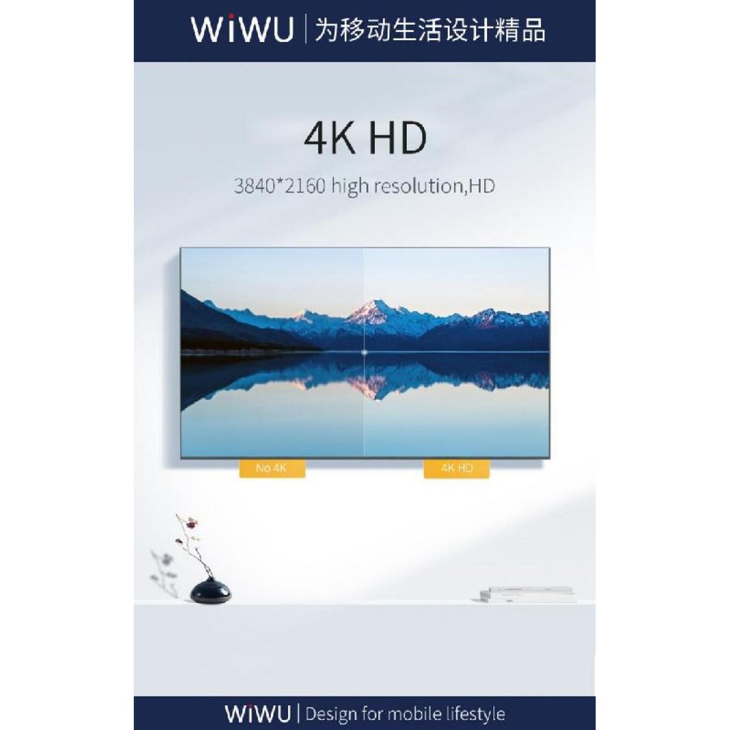 Bộ cáp chuyển đổi Type C sang HDMI, tương thích với Nintendo Switch, PS4, chất lượng 4K WiWu X10
