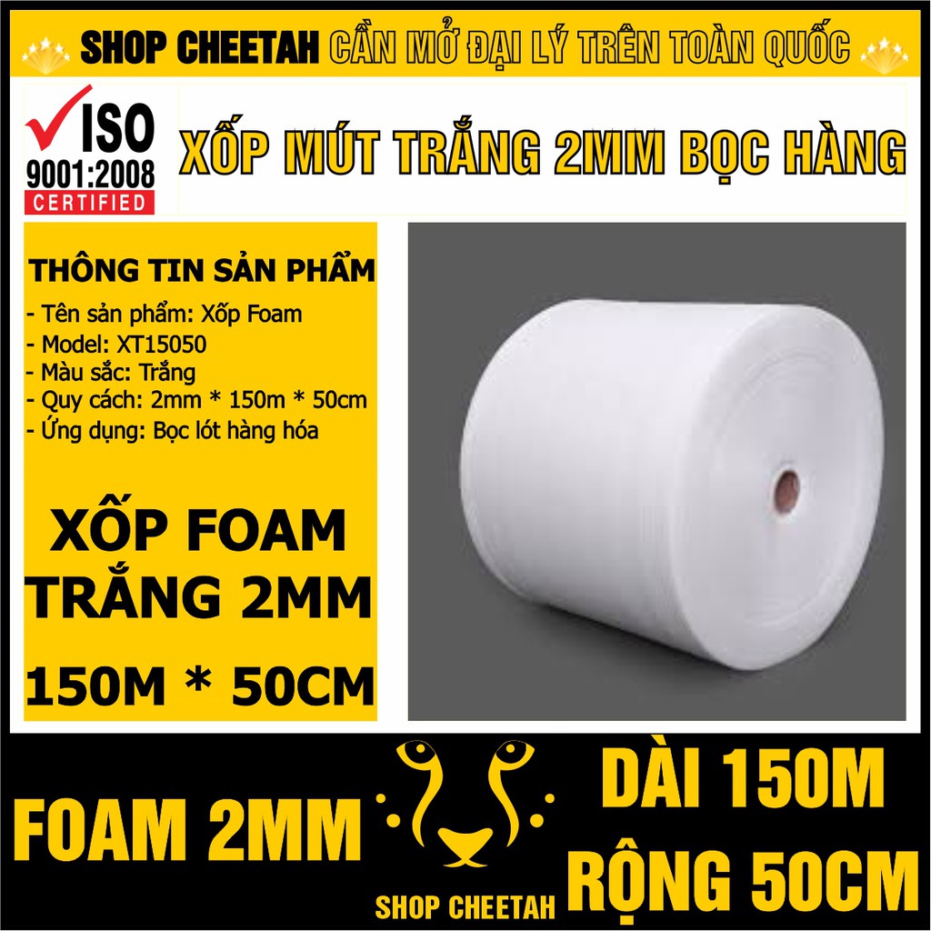 [Cuộn 150m x 50cm] Xốp mút trắng 2mm chống sốc cho hàng hóa dễ vỡ – Màng xốp Foam dùng trong vận chuyển hàng và lót sàn