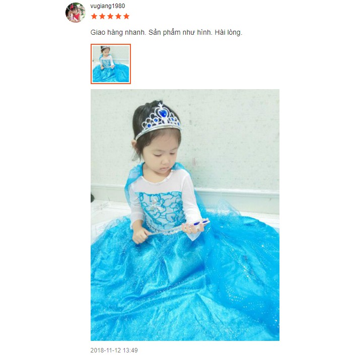 🍄   Váy Đầm Công Chúa Elsa + Tà Dài Dài Chạm Đất