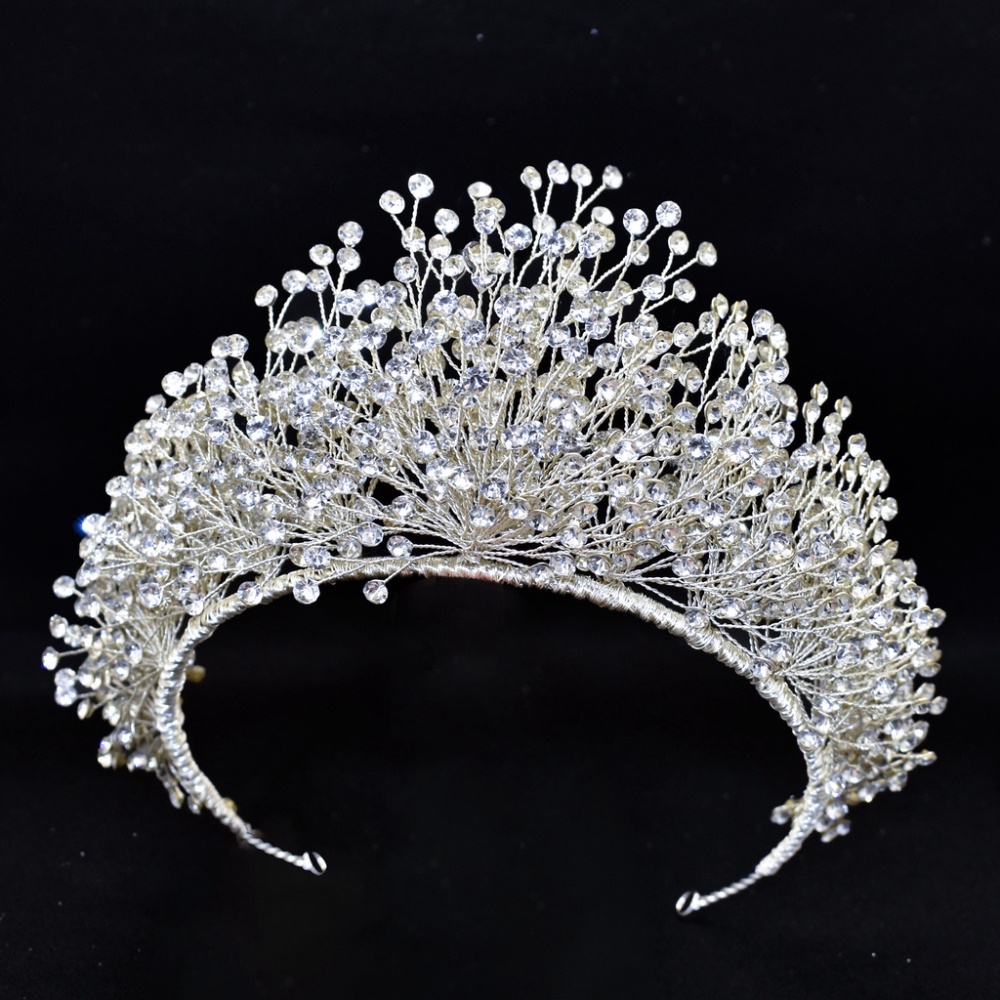 Vương Miện Cài Tóc Đính Đá Nhân Tạo Toàn Diện Cho Cô Dâu