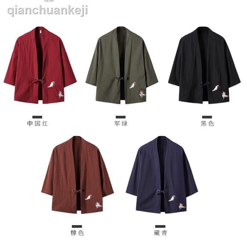 Áo Choàng Kimono Thêu Hình Chim Hạc Phong Cách Nhật Bản Cho Nam