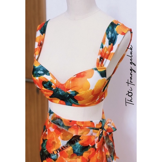 Sét đồ bơi nữ hai mảnh đi biển kín đáo bikini đẹp tắm biển du lịch (kèm khăn)