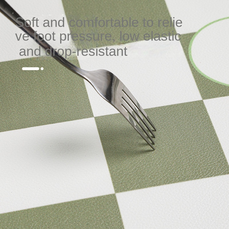 Thảm Lót Sàn Nhà Bếp Bằng Da PU Họa Tiết Hình Học Đơn Giản Chống Thấm Nước/Trượt/Dầu Mỡ Trang Trí Nhà Bếp