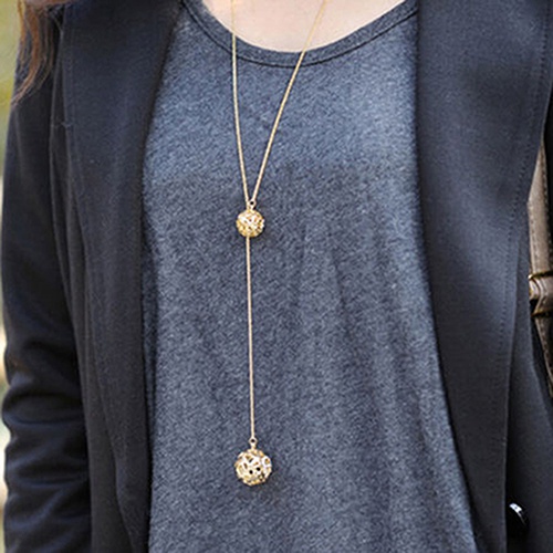 Dây chuyền dài mặt quả cầu đính đá cá tính dễ thương thời trang dành cho nữ