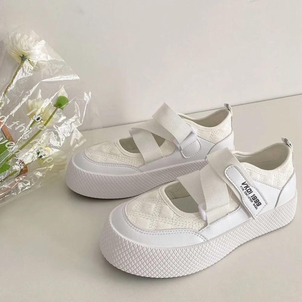 Jiashucheng Giày Thể Thao Vải Canvas Miệng Nông Đế Dày Phối Khóa Dán Cá Tính Cho Nữ