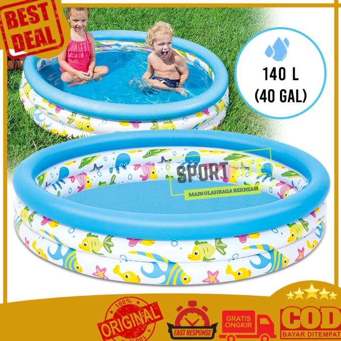 Hồ Bơi Trẻ Em San Hô Tốt Nhất Màu Xanh Trắng 122CM. Bể Bơi Cao Su Dành Cho Bé