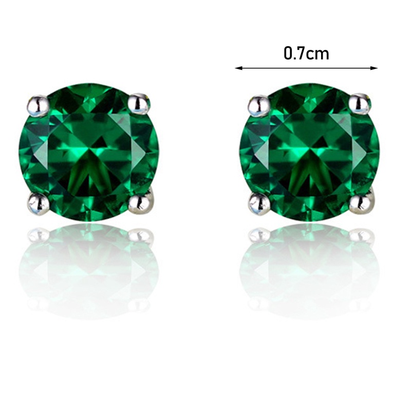 Đôi Khuyên Tai Hình Tròn Bằng Bạc 925 Đính Đá Zircon Xanh Lá Sang Trọng