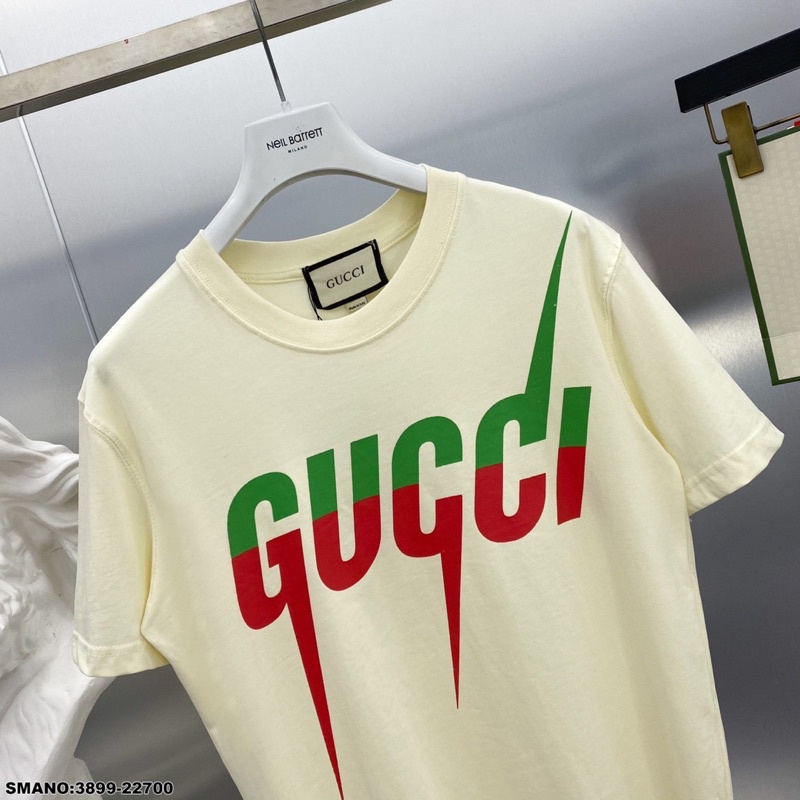 Áo Phông Nam Cotton 100% In Chữ GG Sét Gai Hai Màu AP74P