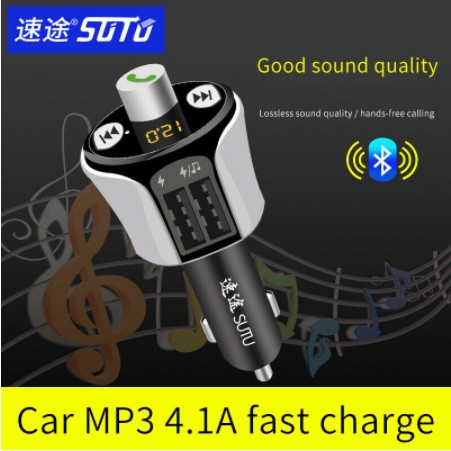 Bluetooth 4.2 Máy phát FM trên ô tô Máy nghe nhạc MP3 rảnh tay Radio 4.1A Bộ sạc nhanh Bộ sạc nhanh Hiển thị điện áp Thẻ TF