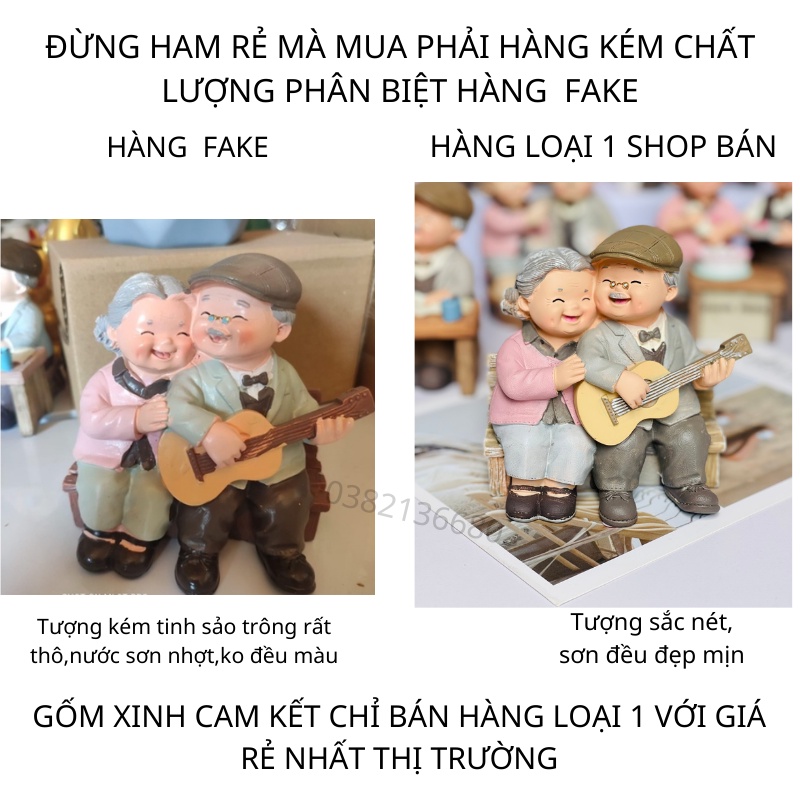 Tượng ông bà tôi Gốm Xinh Decor Tượng ông bà hạnh phúc decor trang trí bánh kem tổng hợp nhiều mẫu mới đẹp