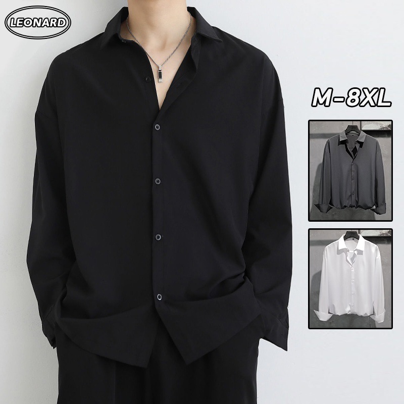 Áo Sơ Mi Màu Đen Trơn Tay Dài Có Size Lớn M-8XL Thời Trang Dành Cho Nam Giới