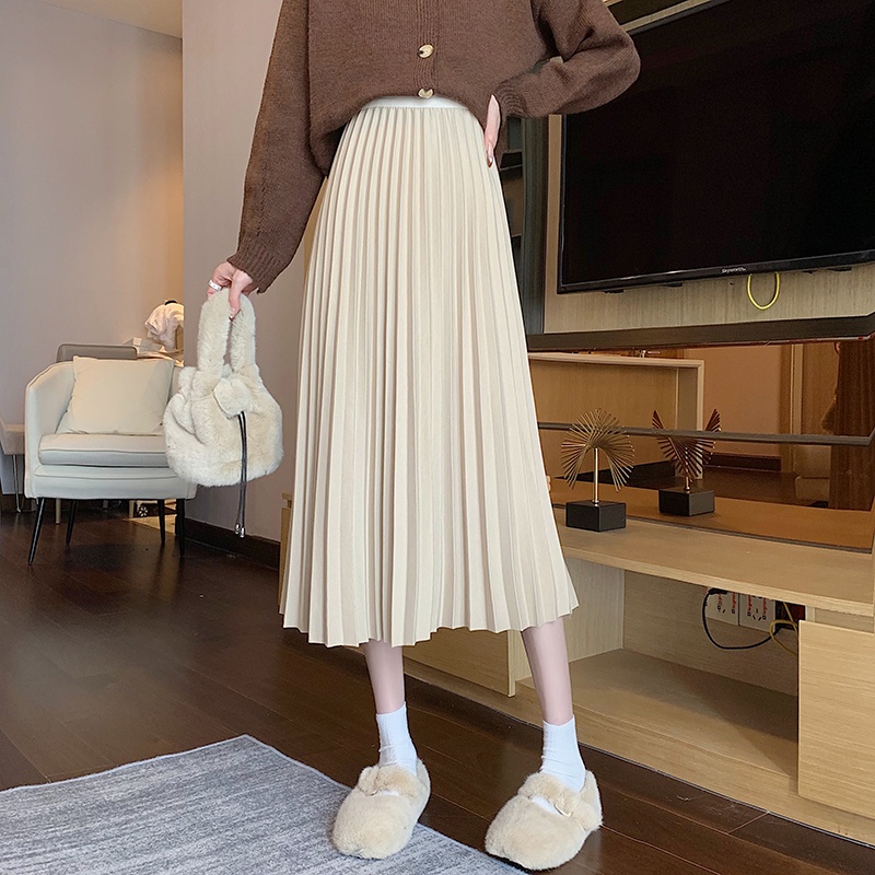 Chân Váy Chữ A Xếp Ly Dàng Dài Cạp Chun Thời Trang Sugal CV NU 014