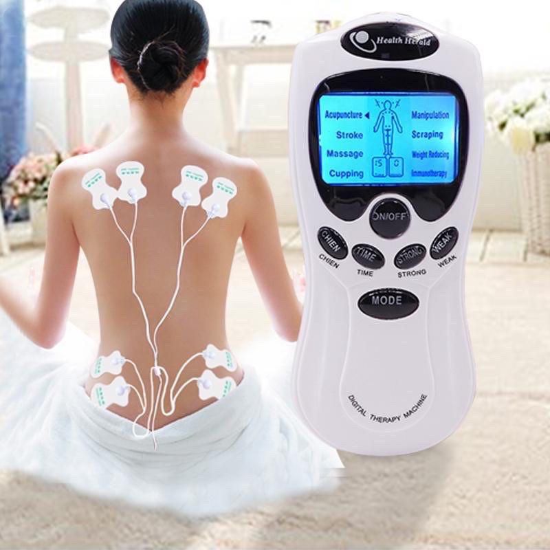 Máy châm cứu mini, Máy massage 4 miếng dán xung điện cầm tay - Thư giản lưng cổ vai gáy, SẢN PHẨM LOẠI 1