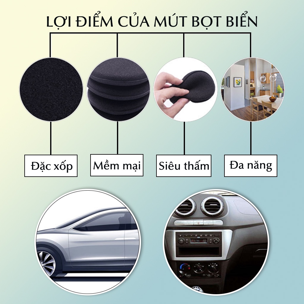 Miếng pad mút bọt biển chuyên dụng vệ sinh ô tô Waxing Sponge bôi sáp dưỡng xe, sáp đánh bóng ô tô