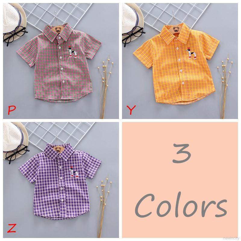Áo sọc ca rô cổ bẻ xinh xắn thời trang cho trẻ em
