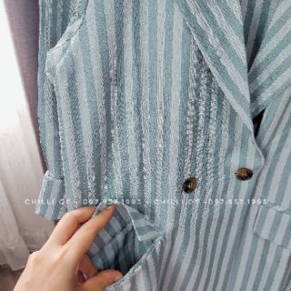 Blazer Kẻ Xanh VNXK ( Ảnh Thật)