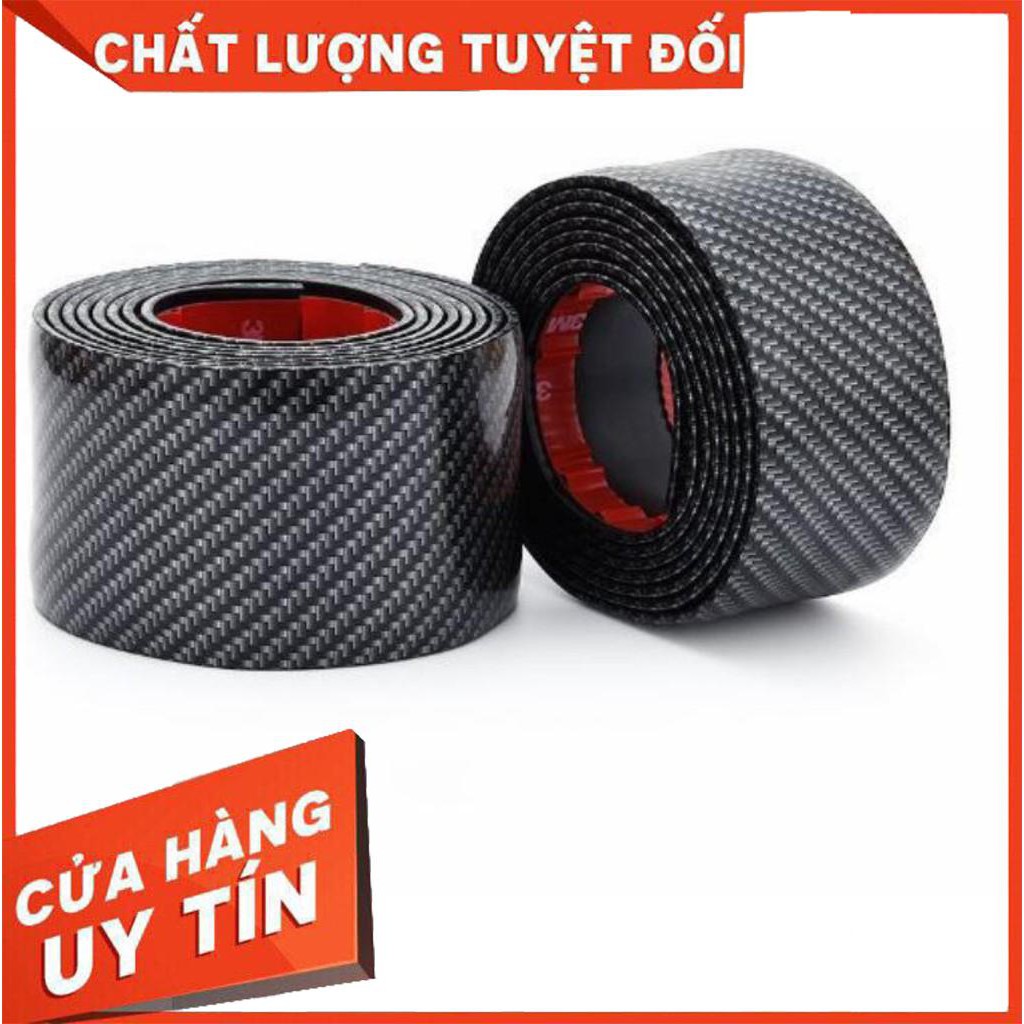 Nẹp trang trí carbon chống trầy xước cho xe ô tô bản rộng 5cm- tặng kèm keo tăng dính