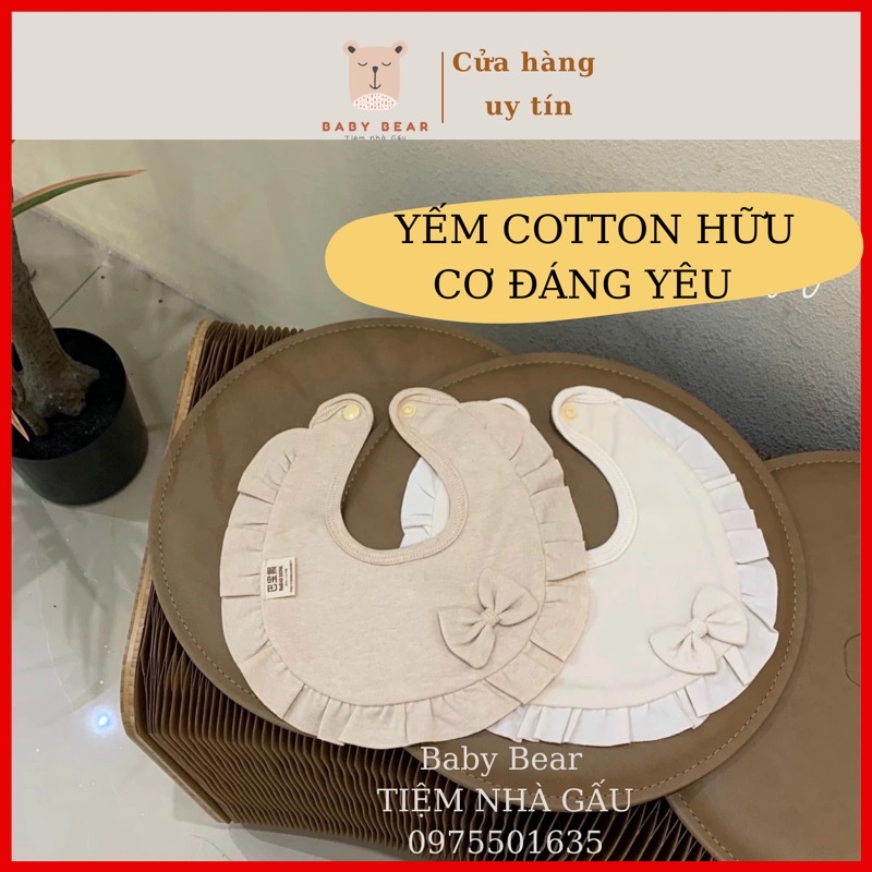 Yếm tròn cho bé 100% COTTON HỮU CƠ TỰ NHIÊN không chất tẩy nhuộm an toàn cho bé