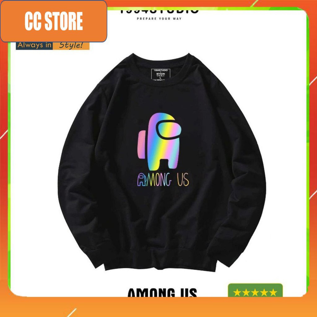 Áo Sweater Among US Phản Quang 7 màu  Áo Nỉ Nam Nữ Dài tay Unisex in hiệu ứng Hologram
