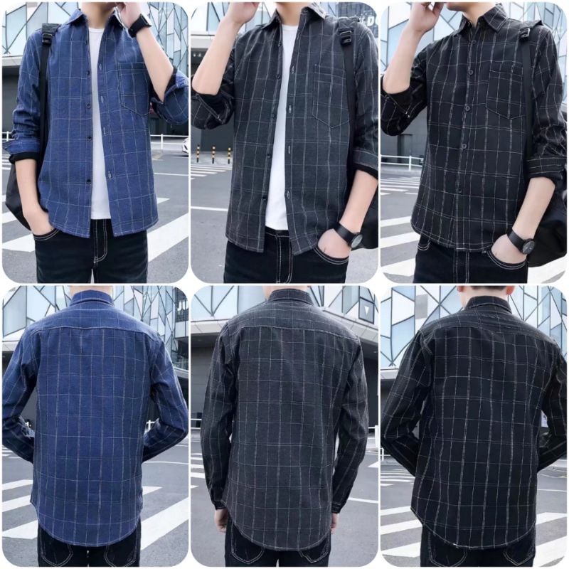 Áo Sơ Mi Caro Tay Dài Dáng Rộng Thời Trang Mùa Đông Cho Nam [M-3XL]