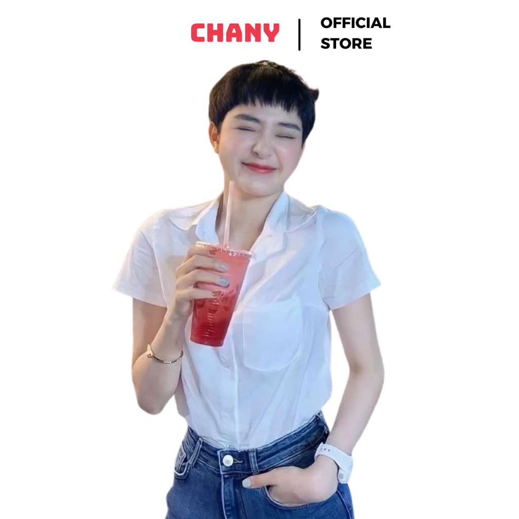 Áo sơ mi GU Chany Store Hiền Hồ ngắn tay có túi