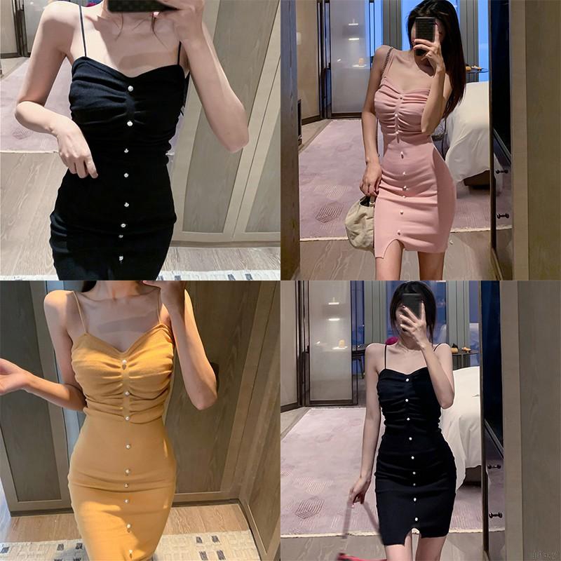 Đầm Dệt Kim Không Tay Cổ Chữ V Gợi Cảm Thời Trang Theo Phong Cách Hàn Quốc