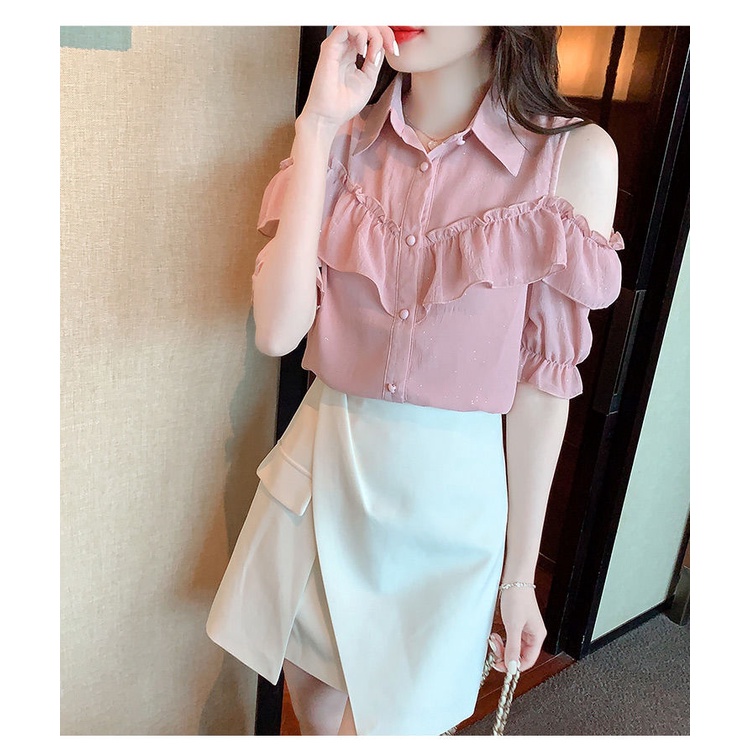 Áo Sơ Mi Voan Ngắn Tay Thời Trang Mùa Hè Phương Tây Dành Cho Nữ