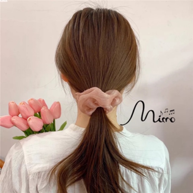 Dây cột tóc vải Scrunchies ánh nhũ vải đẹp