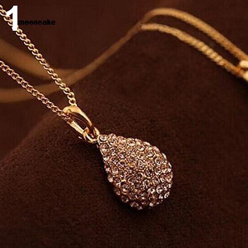 Dây chuyền dài đính đá mặt giọt nước thời trang