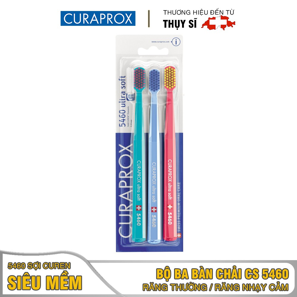 Bộ 3 cây bàn chải răng siêu mêm Curaprox CS 5460 Ultra Soft Triopack Thụy Sỹ