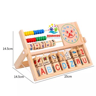 Bàn Tính Đa Năng Đồ Chơi Bằng Gỗ Giúp Bé Học Làm Toán, Xem Giờ