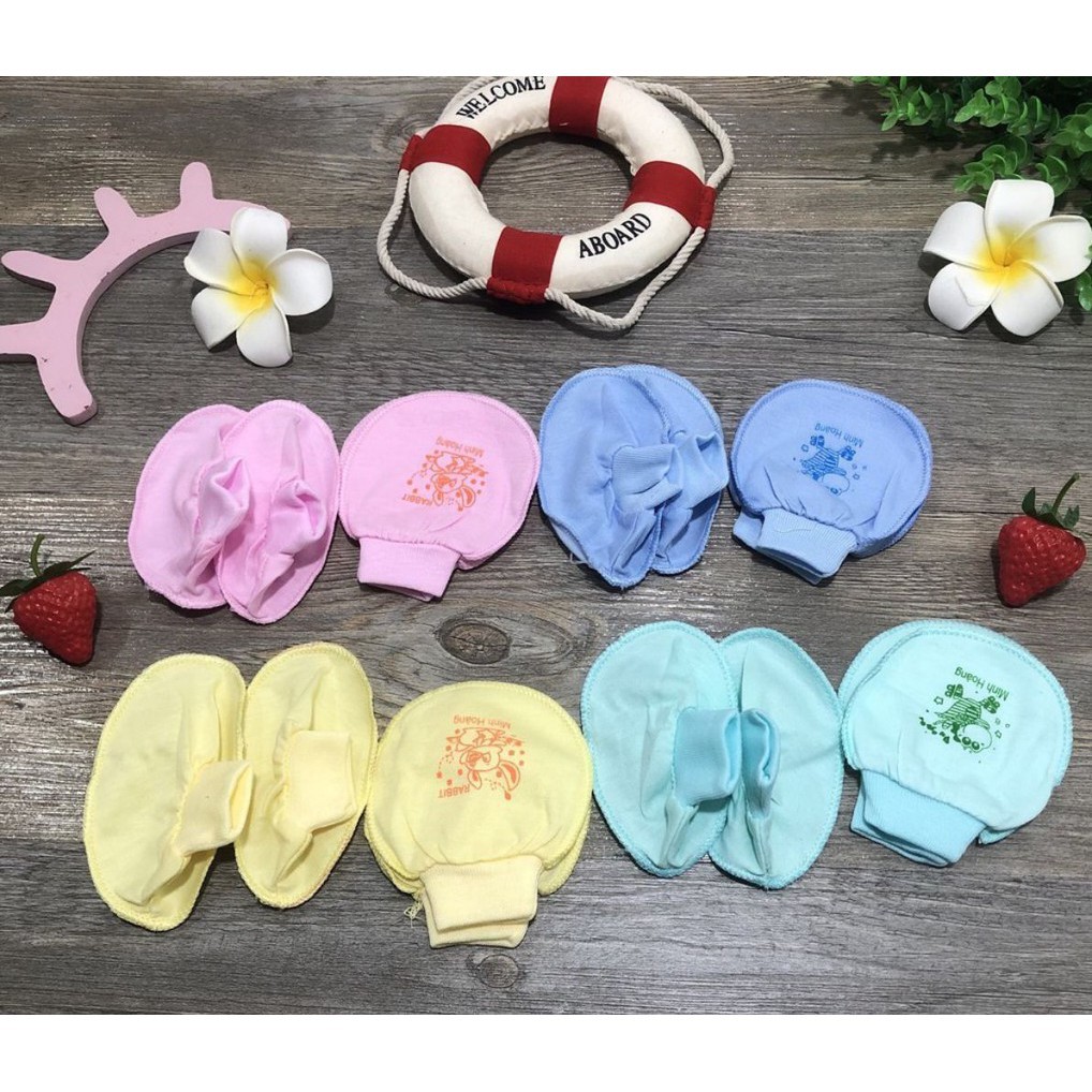 Set bao tay chân Minh Hoàng cho bé sơ sinh vải cotton tư nhiên 100% bo ống Vớ tay chân cho bé sơ sinh BTC03 Bambee Mart