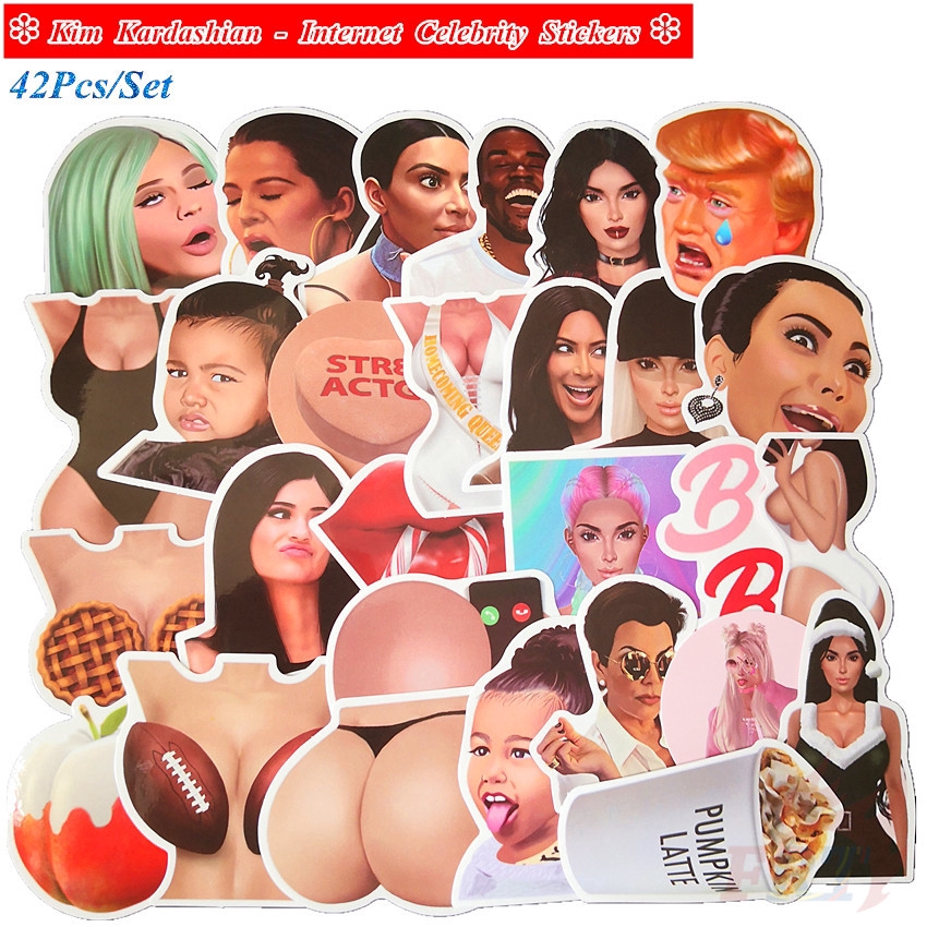 ❉ Keeping Up With the Kardashians Series 01 - Internet Celebrity Reality Show Stickers ❉ 42Pcs/Set Kim Kardashian DIY Fashion Luggage Laptop Skateboard Doodle Stickers