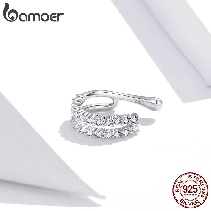 BAMOER 1 Bông Tai bạc 925 Đính Đá Sang Trọng SCE904