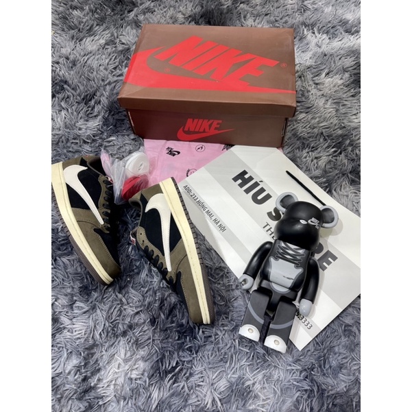 (Híu)Giầy Air Jordan Travis Scott Low Nâu Đen |Bản Best | Đế Khâu Tặng 4 Bộ Dây