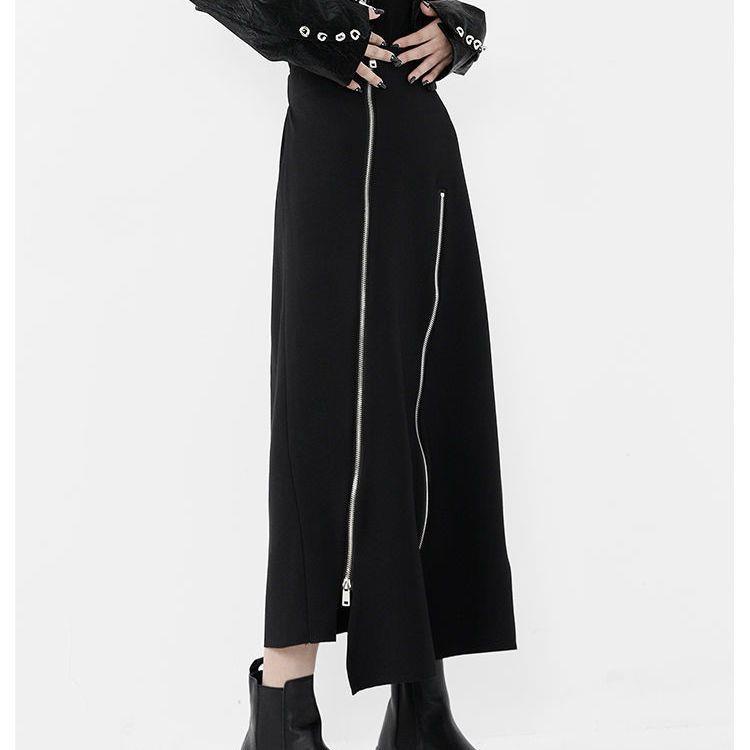 Chân Váy Đen Dáng Chữ a Lưng Cao Xẻ Tà Thời Trang Cho Nữ Có Size Lớn