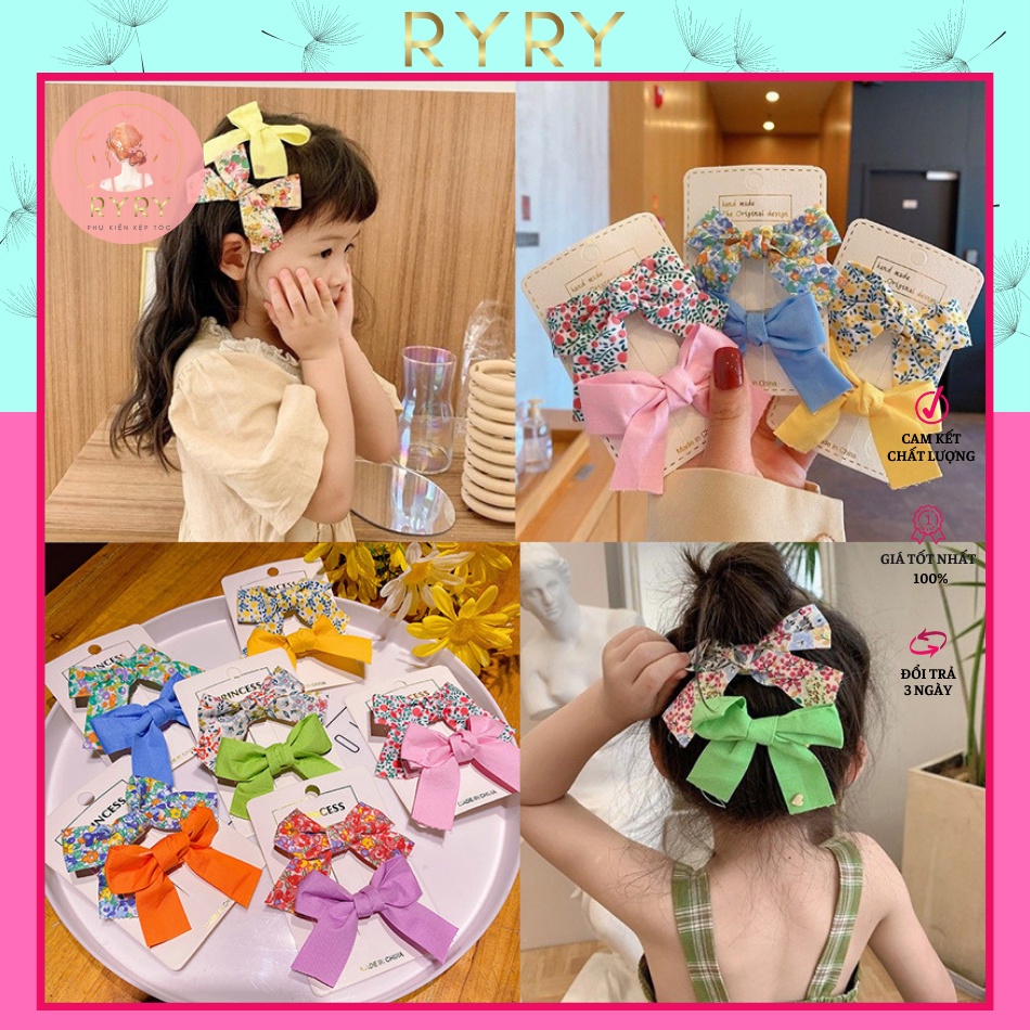 Set 2 kẹp nơ nhỏ cho bé cực xinh phong cách Hàn Quốc
