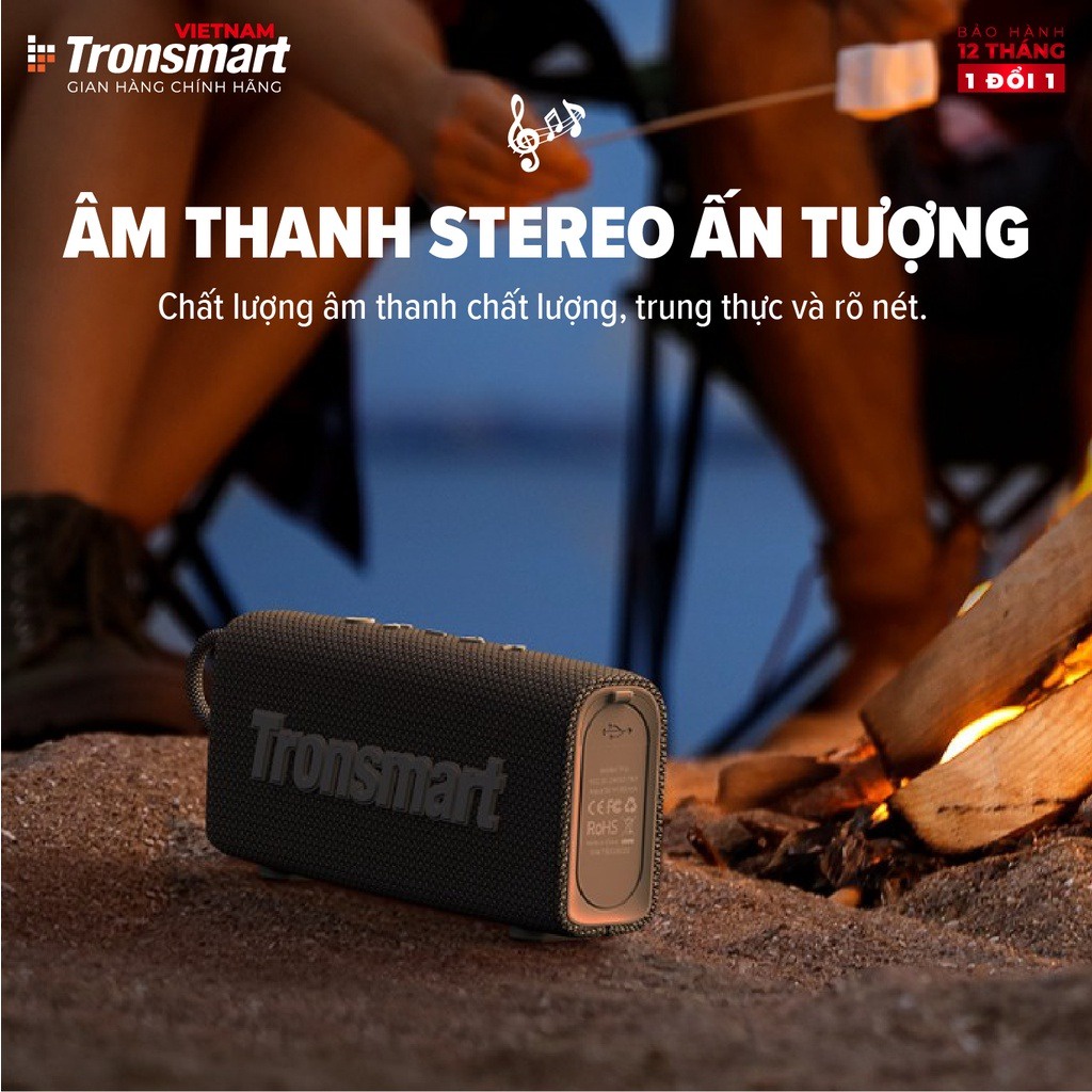【Giao Hỏa Tốc】Loa Bluetooth Tronsmart Trip Chống nước IPX7 Thời lượng pin 20 giờ, tích hợp Micro - Phân phối chính hãng