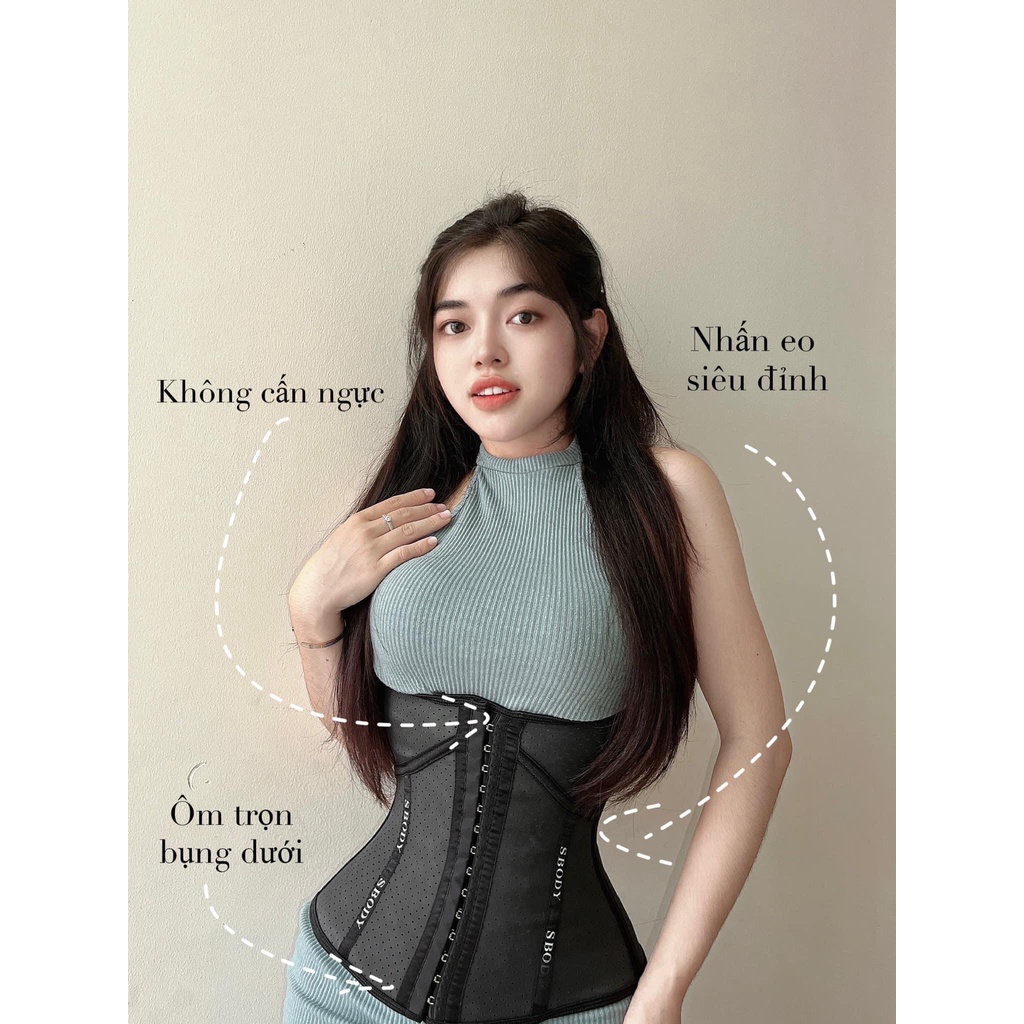Đai nịt bụng Eo latex by sbody mẫu mới - tặng kèm gel tan mỡ gừng.