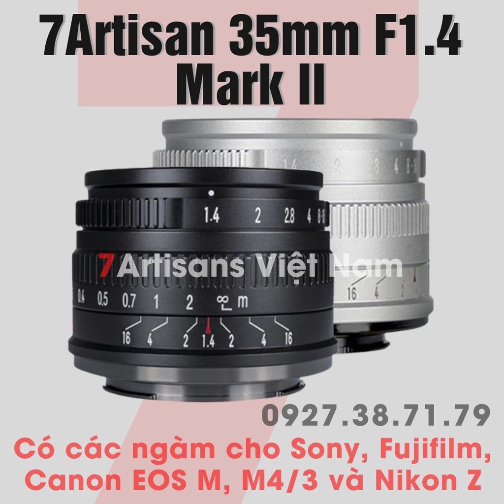 (CÓ SẴN) Ống kính 7Artisans 35mm F1.4 (Mark 2) đời 2 cho Fujifilm, Sony, Canon EOS M, Nikon Z và M4/3