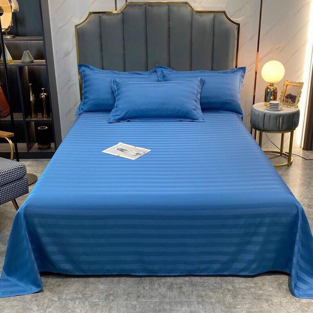 Bộ ga giường và vỏ gối Cotton 3F chuyên dùng khách sạn, homestay Trải nghiệm như được nằm khách sạn ! với ga gối sọc 3F