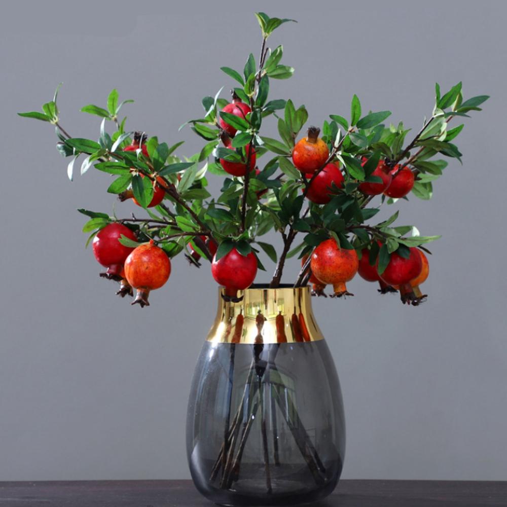 JARRED Hoa Giả Màu Đỏ Kèm Lá Dùng Trang Trí Nhà Cửa / Sân Vườn