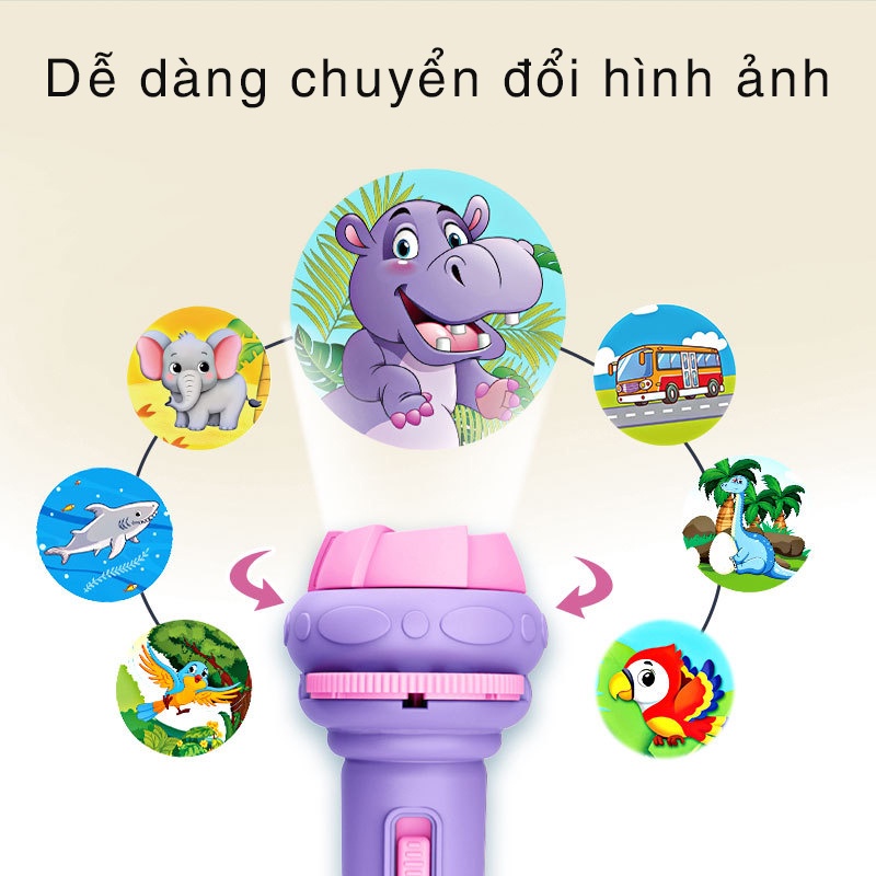 Đèn pin chiếu hình bộ 24 hình động vật ngộ nghĩnh cho bé thỏa thích khám phá