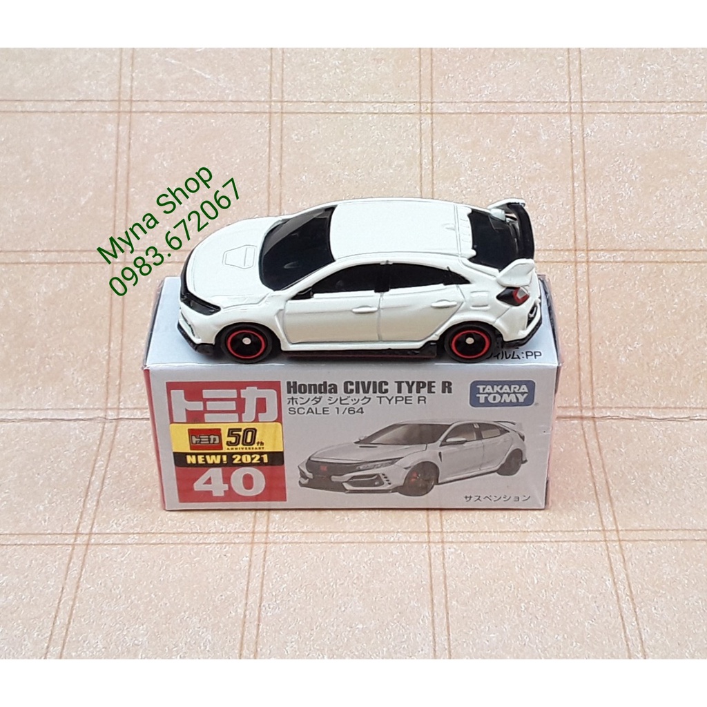 Đồ chơi mô hình tĩnh xe Tomica, Honda Civic Type R, chính hãng, sealed full box, tặng hộp PVC