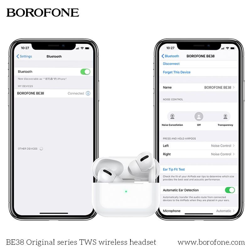 Tai nghe Bluetooth TWS Borofone BE38 Original series V5.0 - Hỗ trợ sạc không dây (Trắng) - Nhất Tín Computer