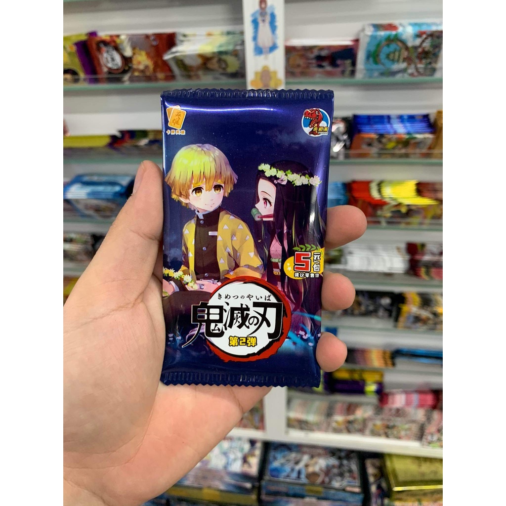 Set 5 ảnh thẻ nhân phẩm Anime Kimetsu no Yaiba Thanh Gươm Diệt Quỷ ngẫu nhiên chibi xinh xắn