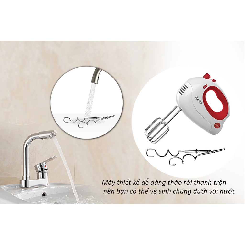 Máy đánh trứng trộn bột cầm tay Amica MD1012, 250W, 5 tốc độ, xuất xứ Ba Lan