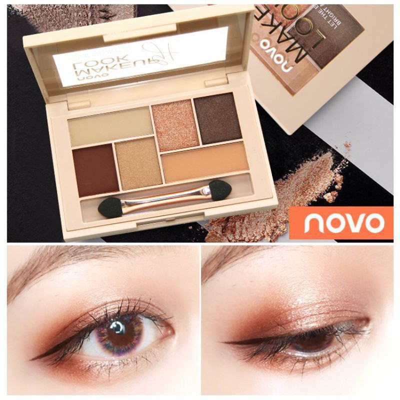 [Hàng mới về] Bảng phấn trang điểm mắt chống lem không thấm nước 6 màu hiệu NOVO | BigBuy360 - bigbuy360.vn