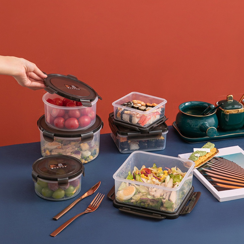 Hộp Đựng Thức Ăn Bằng Nhựa Có Nắp Đậy Kín Khí An Toàn Sắp Xếp Gọn Gàng Cho Lò Vi Sóng