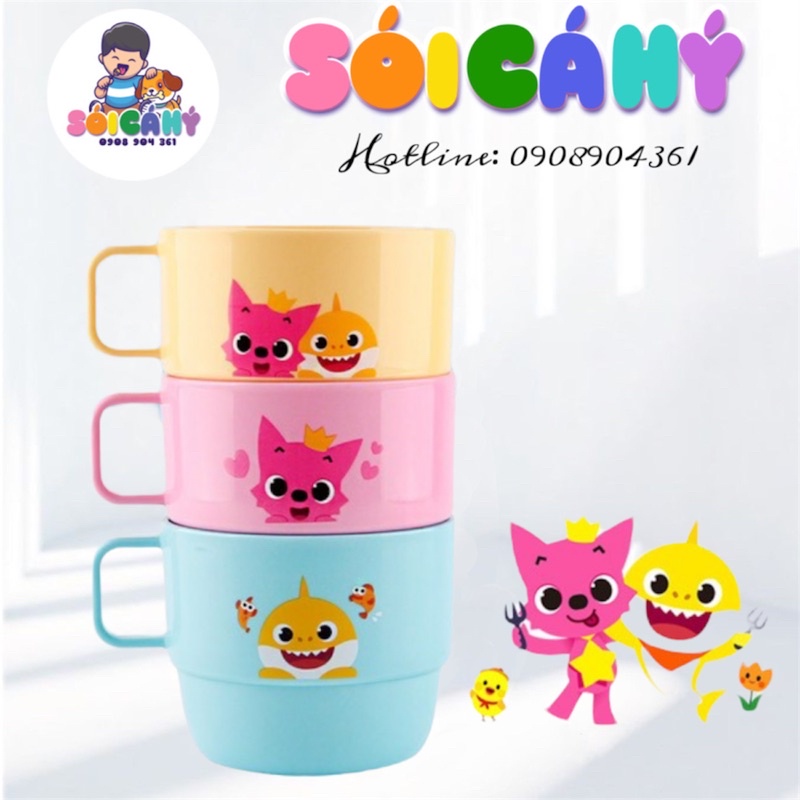 Combo 3 cốc có tay cầm PINKFONG Hàn Quốc cho bé nhựa polyester